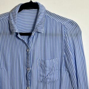 Priceless Blue & White Stripe Button Up Womens M Soft Lightweight Casual Top